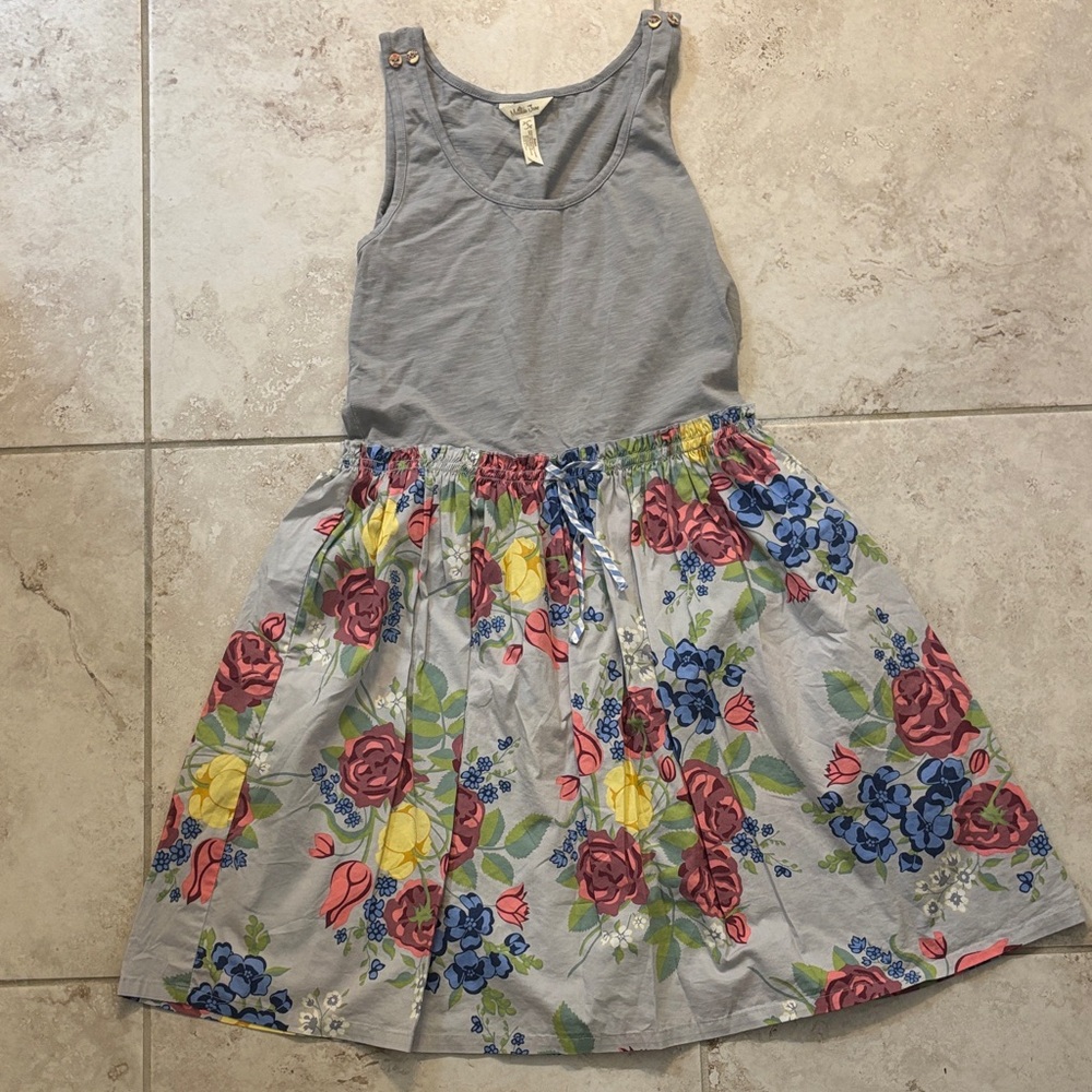 Matilda Jane Tank Dress Gray Top with Multicolor Floral Skirt
